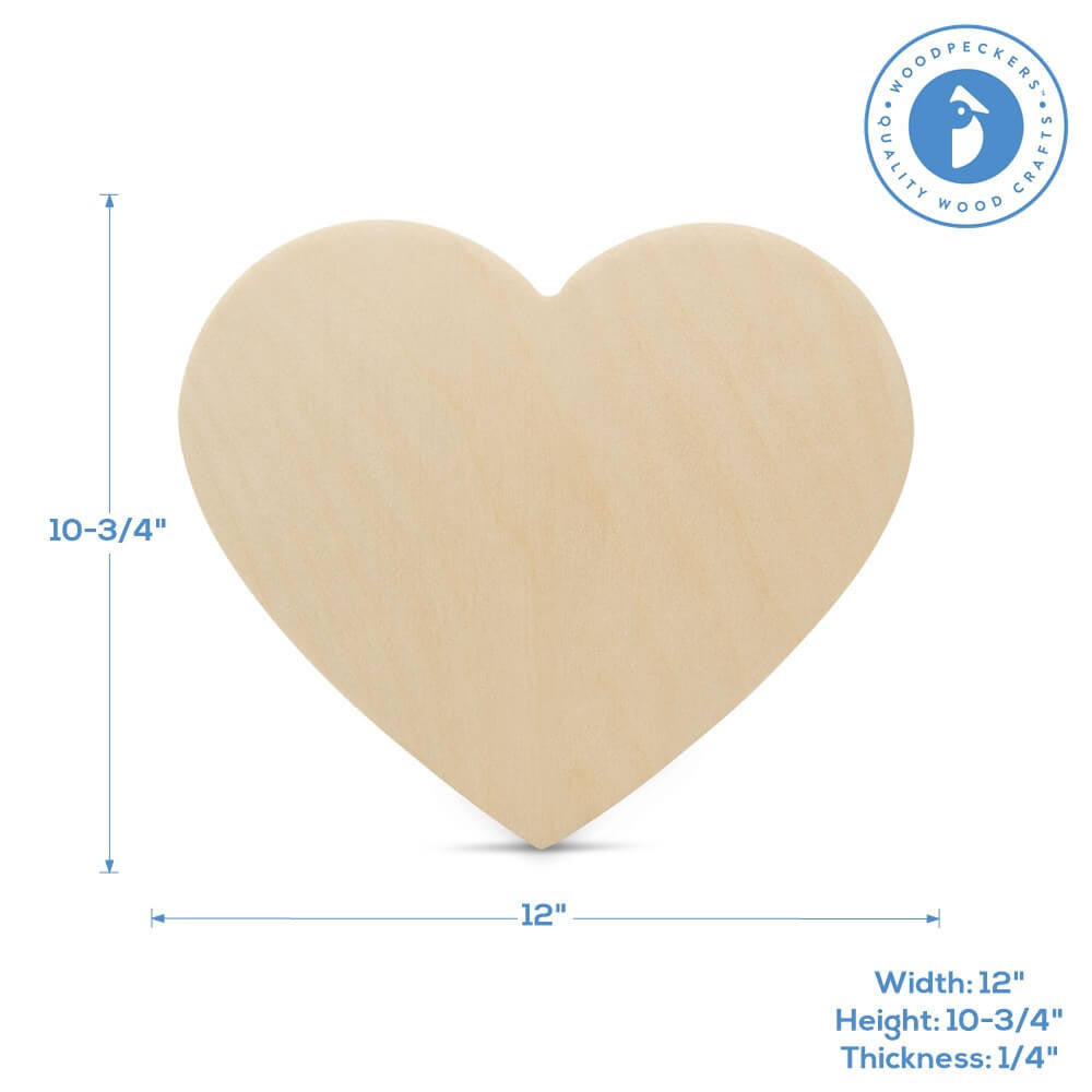 12" Wooden Heart Cutout