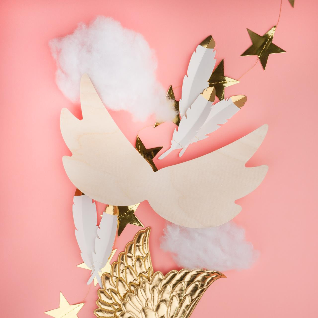 12" Wood Angel Wings Cutout, 12" x 7" x 1/4"