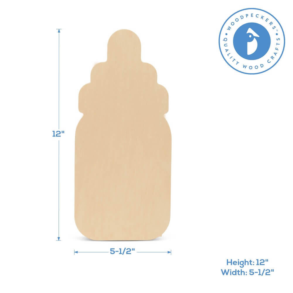 Woodpeckers Crafts 12" Wood Baby Bottle Cutout, 12" x 5.5" x 1/4"