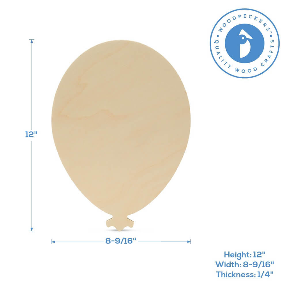 12" Wood Balloon Cutout, 12" x 8.5" x 1/4"