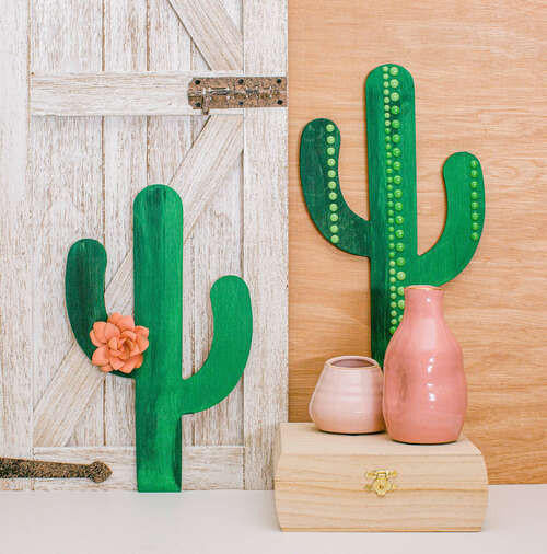 12" Wood Cactus Cutout, 12" x 7.25" x 1/4"
