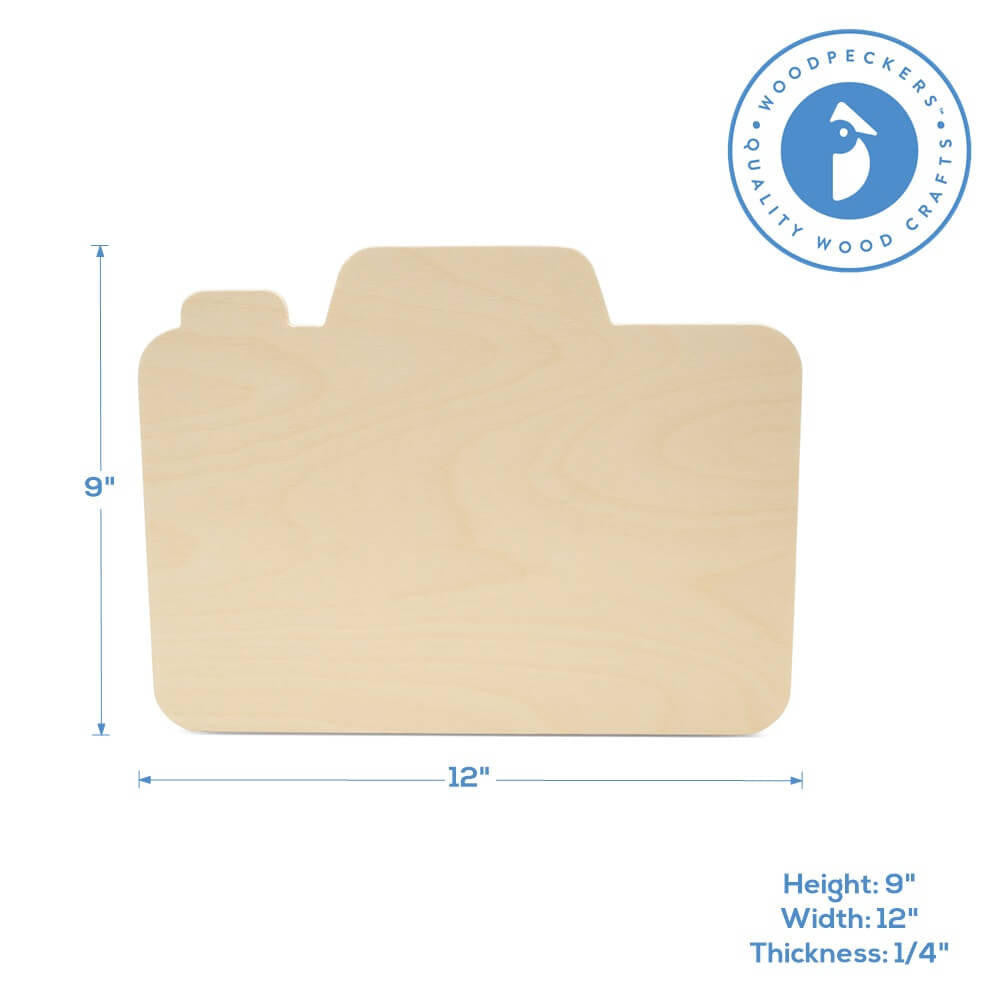 Woodpeckers Crafts 12" Wood Camera Cutout, 12" x 9" x 1/4"