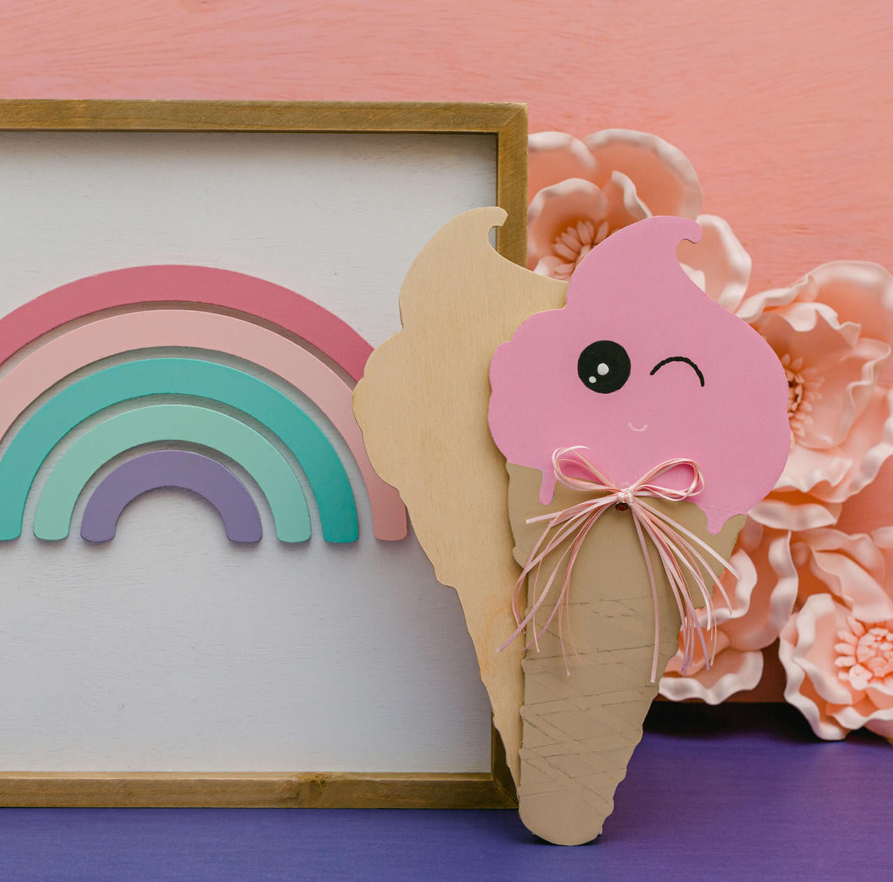 12" Wood Ice Cream Cone Cutout, 12" x 5.8" x 1/4"