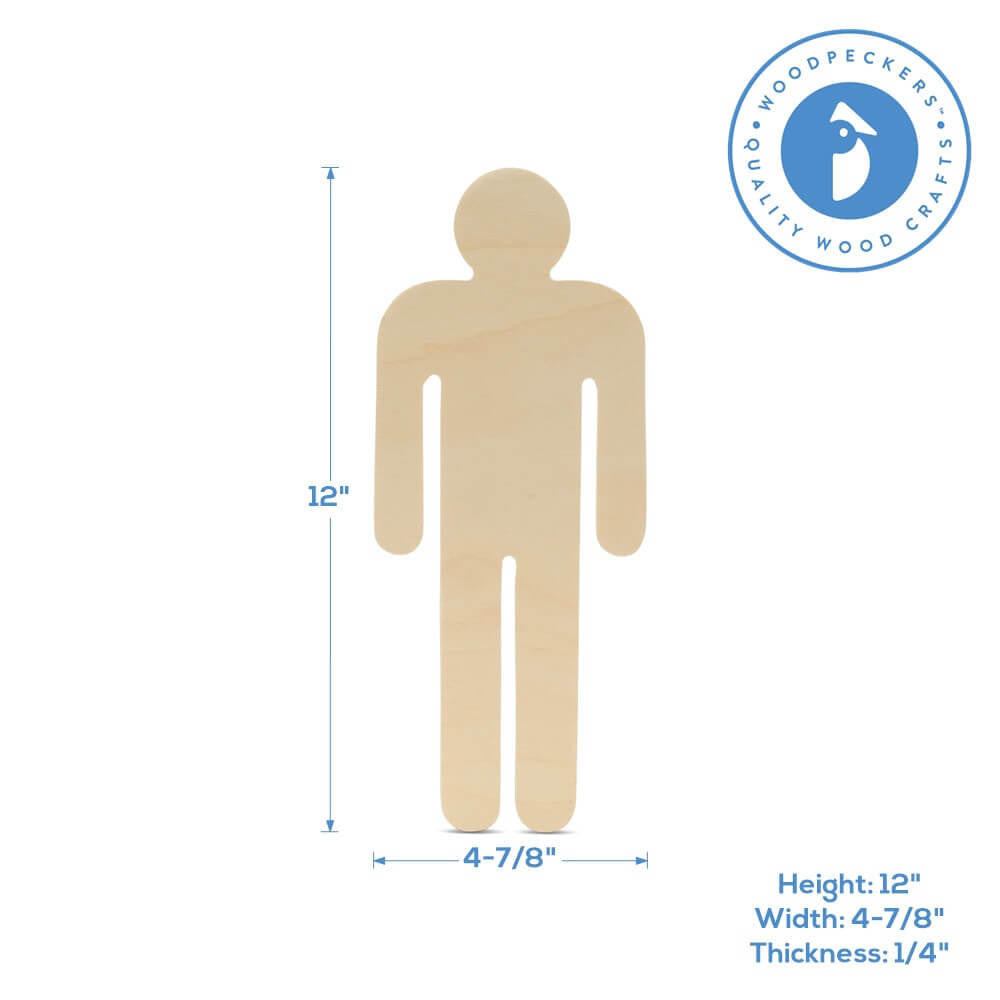 12" Wood Male Cutout, 12" x 4-7/8" x 1/4"
