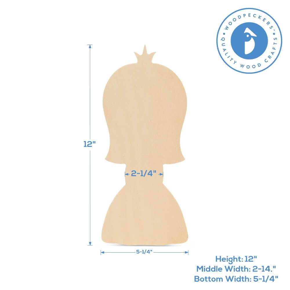 Woodpeckers Crafts 12" Wood Princess Cutout, 12" x 5.25" x 1/4"