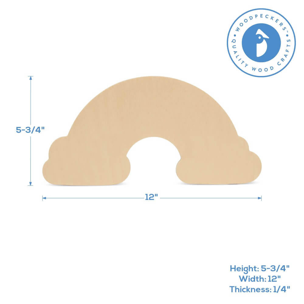 Woodpeckers Crafts 12" Wood Rainbow Cutout, 12" x 6" x 1/4"