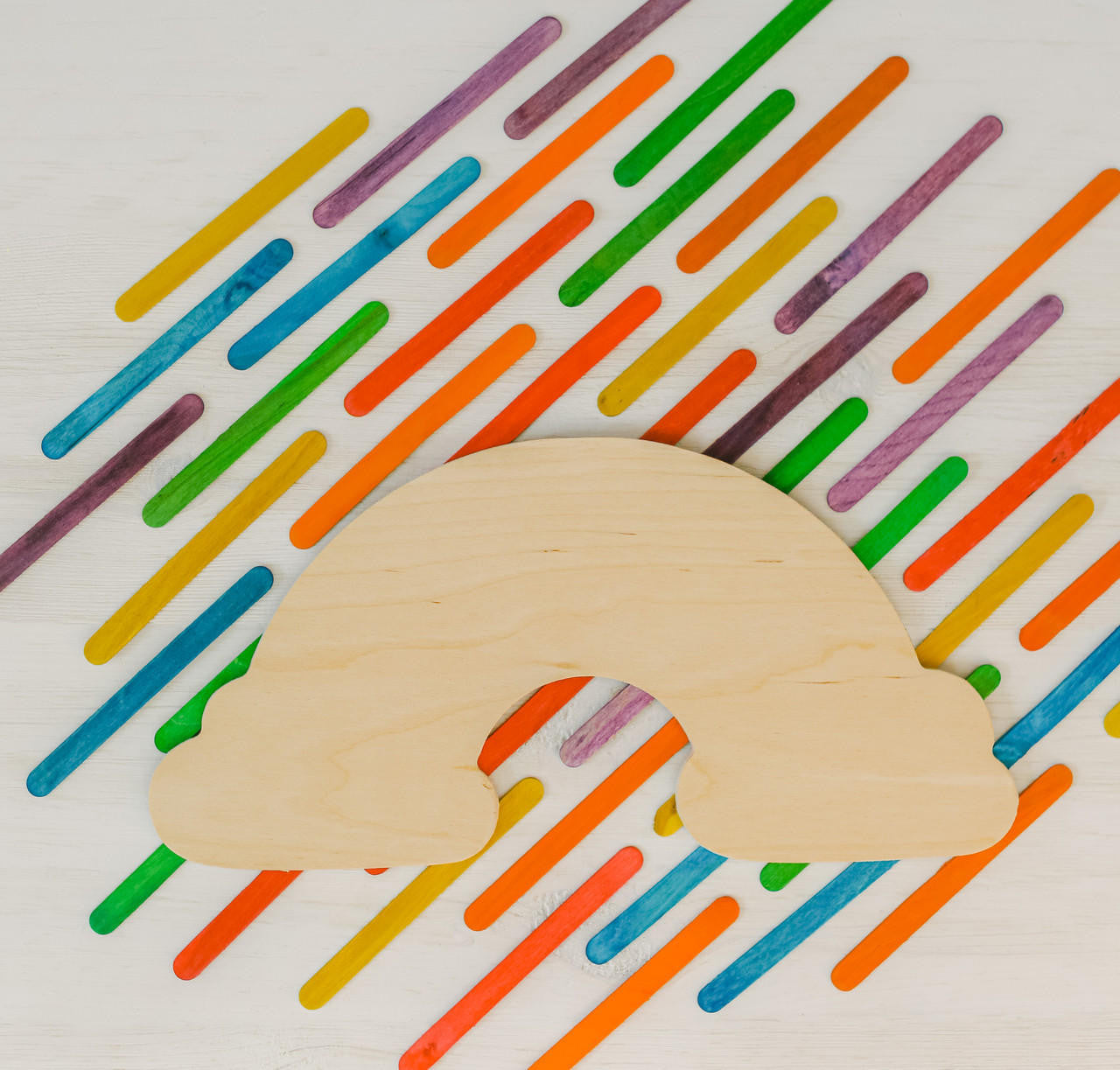 12" Wood Rainbow Cutout, 12" x 6" x 1/4"