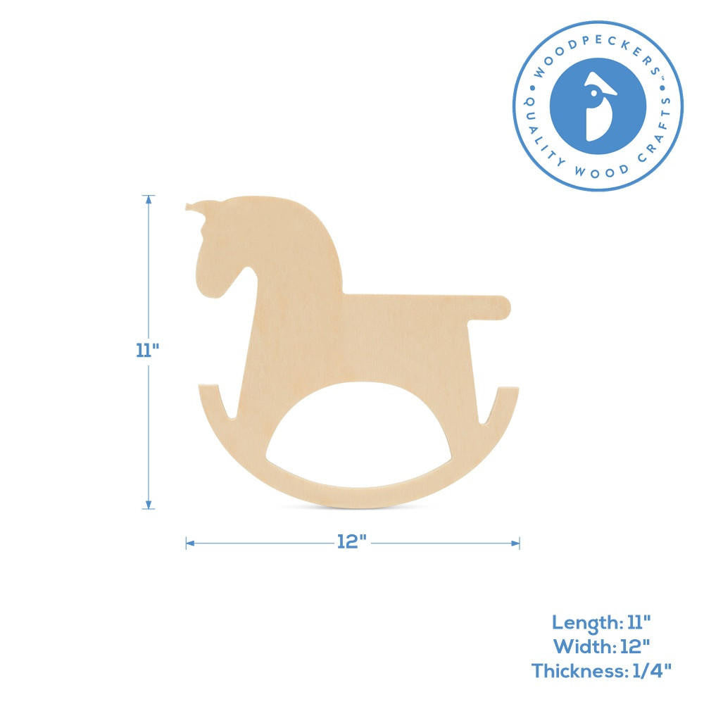 Woodpeckers Crafts 12" Wood Rocking Horse Cutout, 12" x 11" x 1/4"
