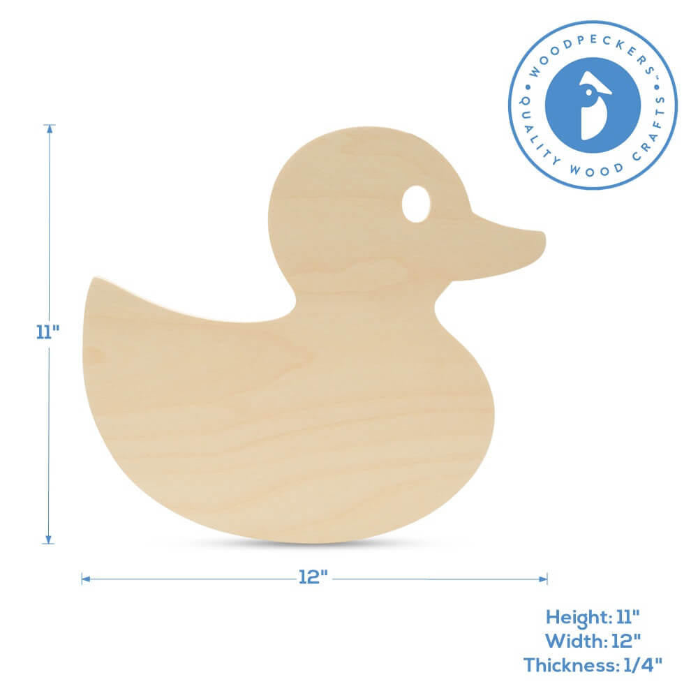 Woodpeckers Crafts 12" Wood Rubber Duck Cutout, 12" x 11" x 1/4"
