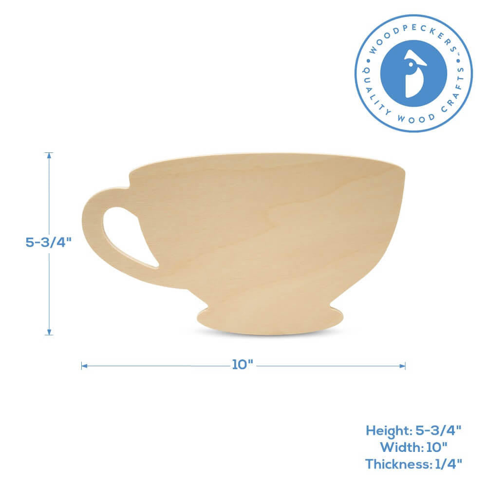 12" Wood Tea Cup Cutout, 12" x 7" x 1/4"
