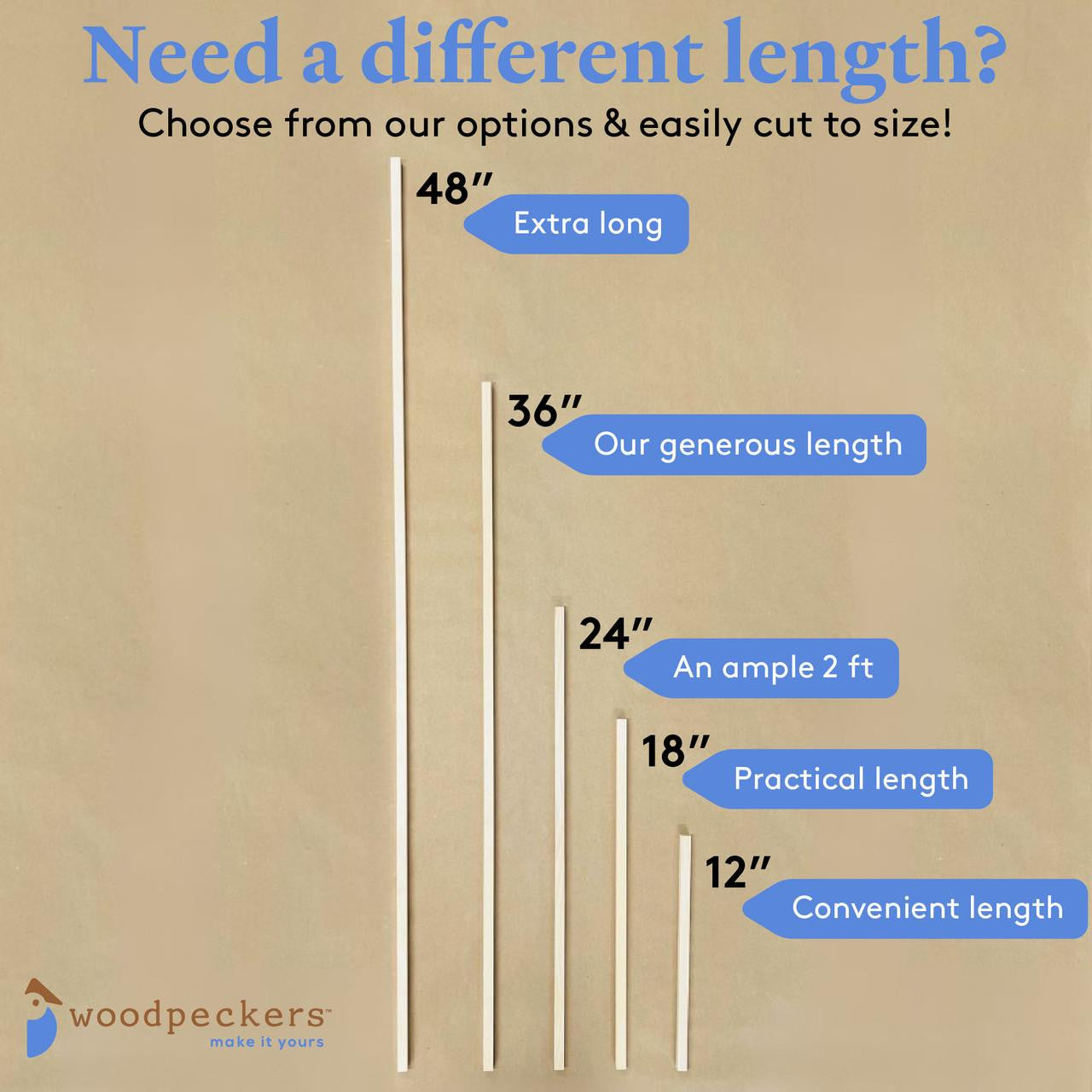 Woodpeckers Crafts 1/2" x 18" Square Dowel