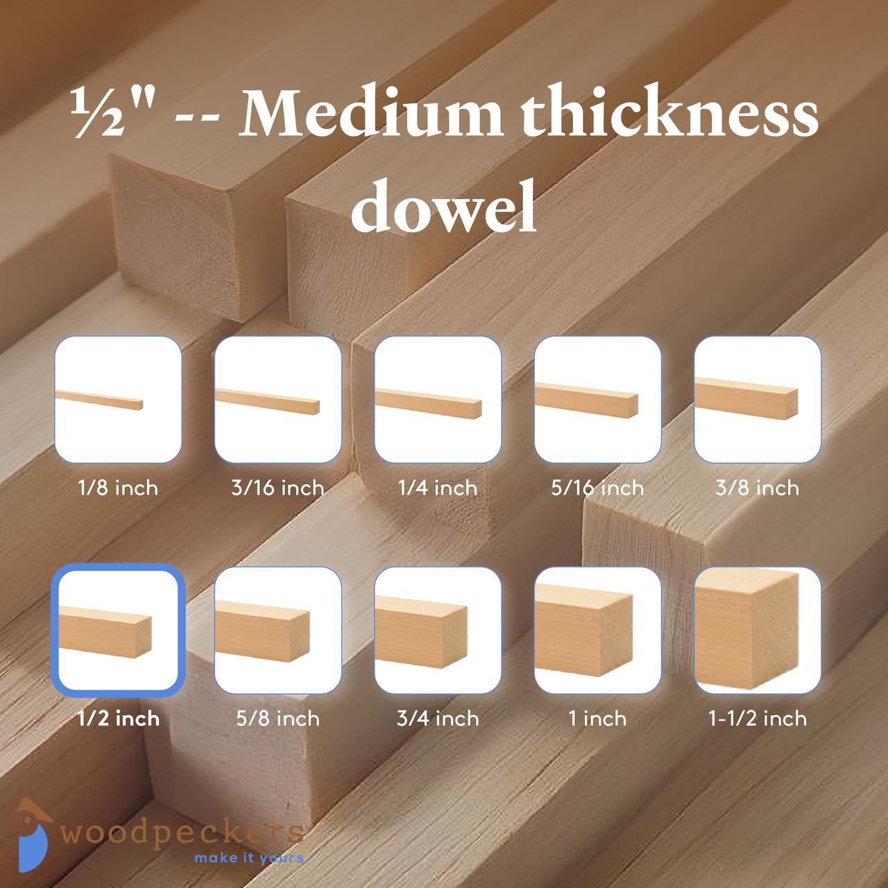 Woodpeckers Crafts 1/2" x 24" Square Dowel