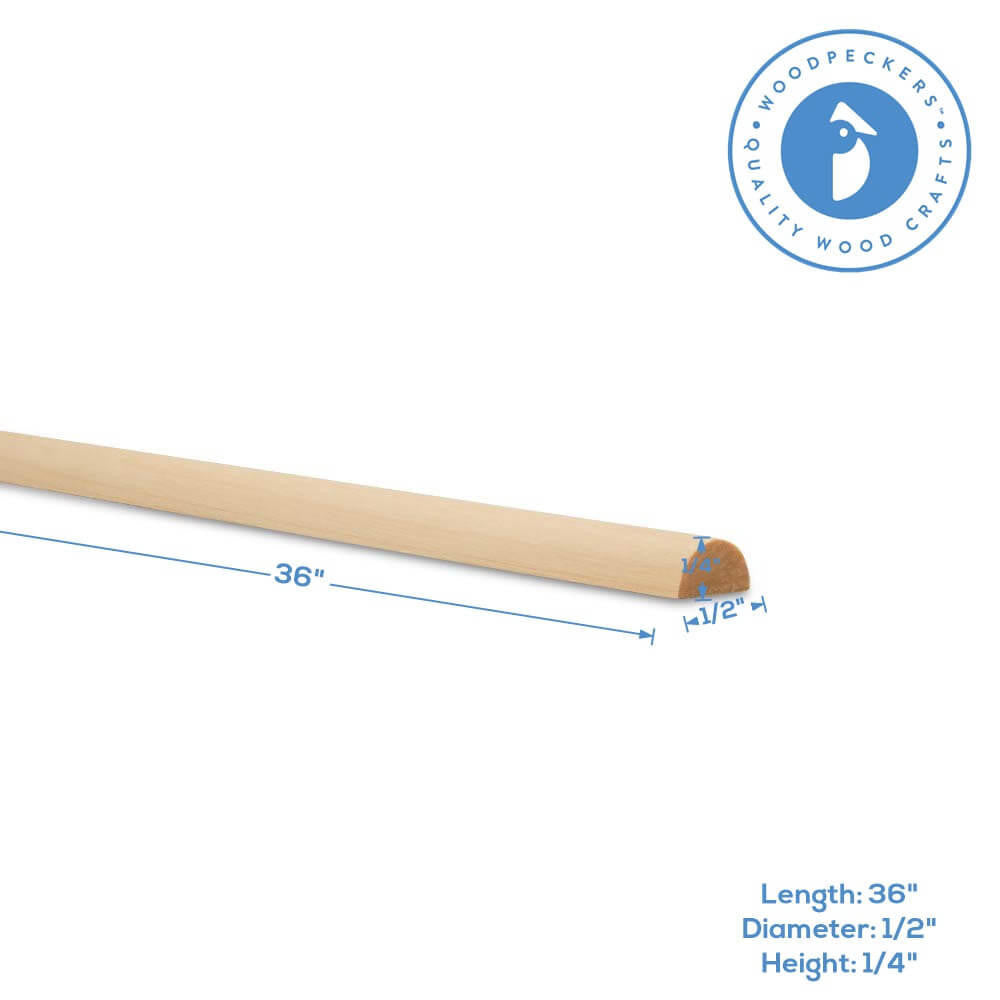 1/2" x 36" Wooden Split Dowel