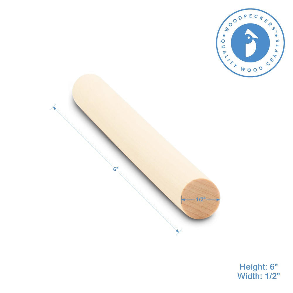 Woodpeckers Crafts 1/2" X 6" Wooden Dowel