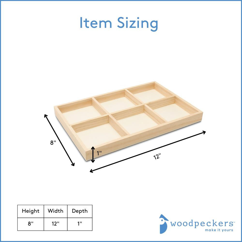 12 x 8 Rectangle 6-Section Tray