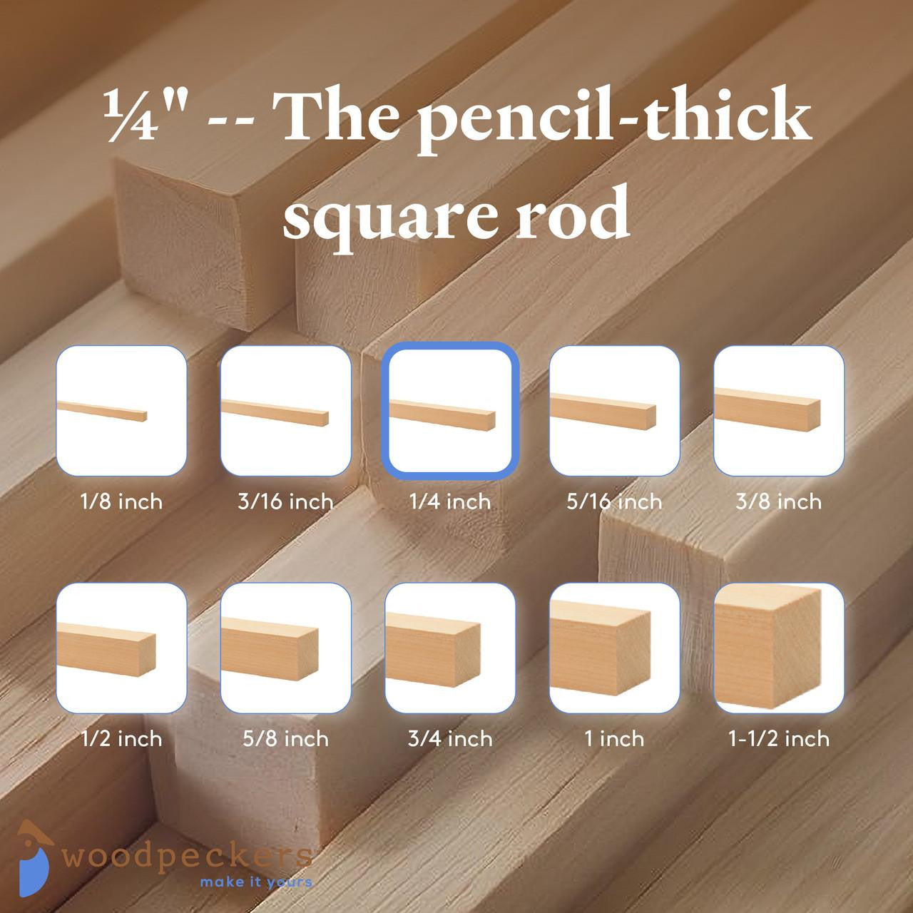 Woodpeckers Crafts 1/4" x 18" Square Dowel
