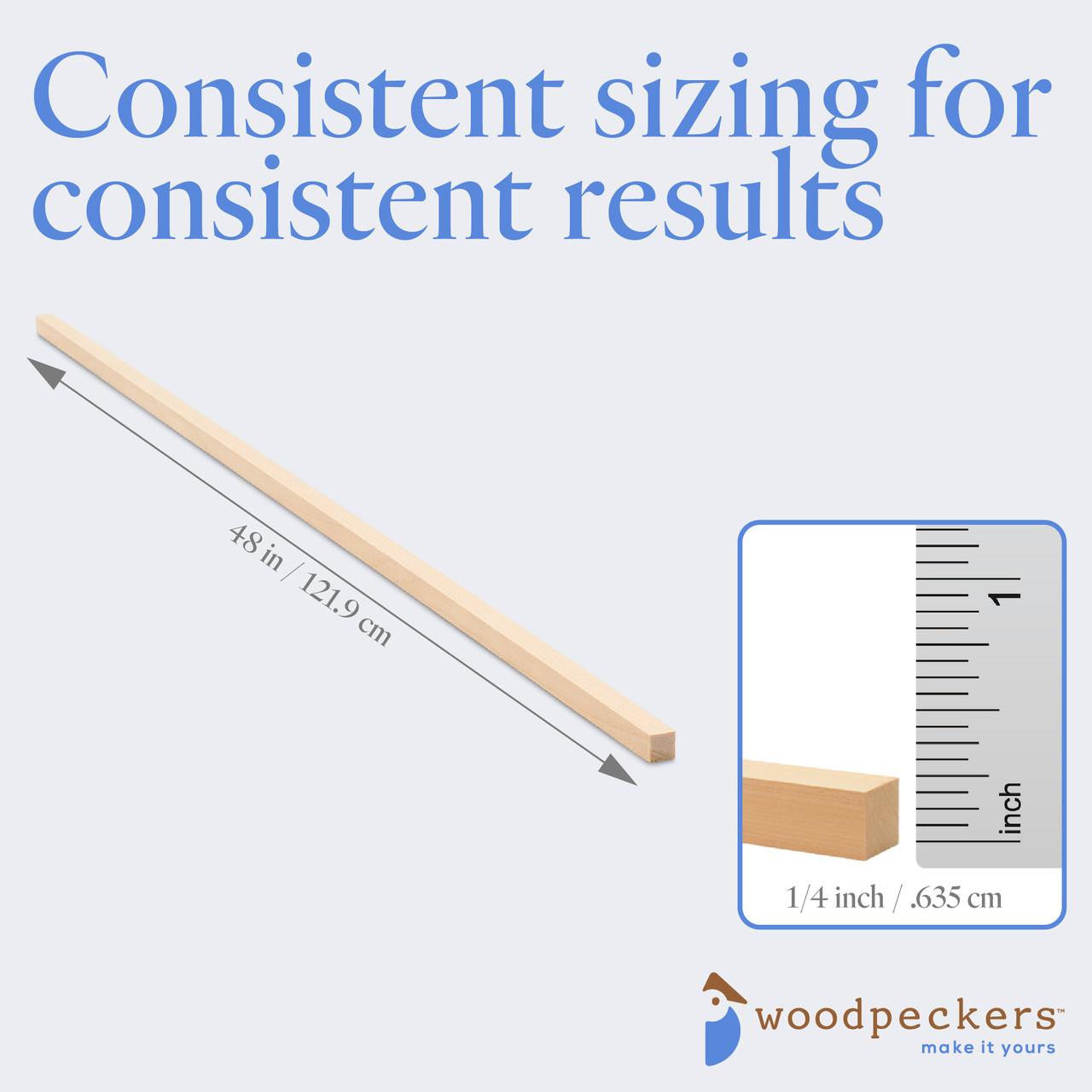 Woodpeckers Crafts 1/4" x 48" Square Wooden Dowel Rods