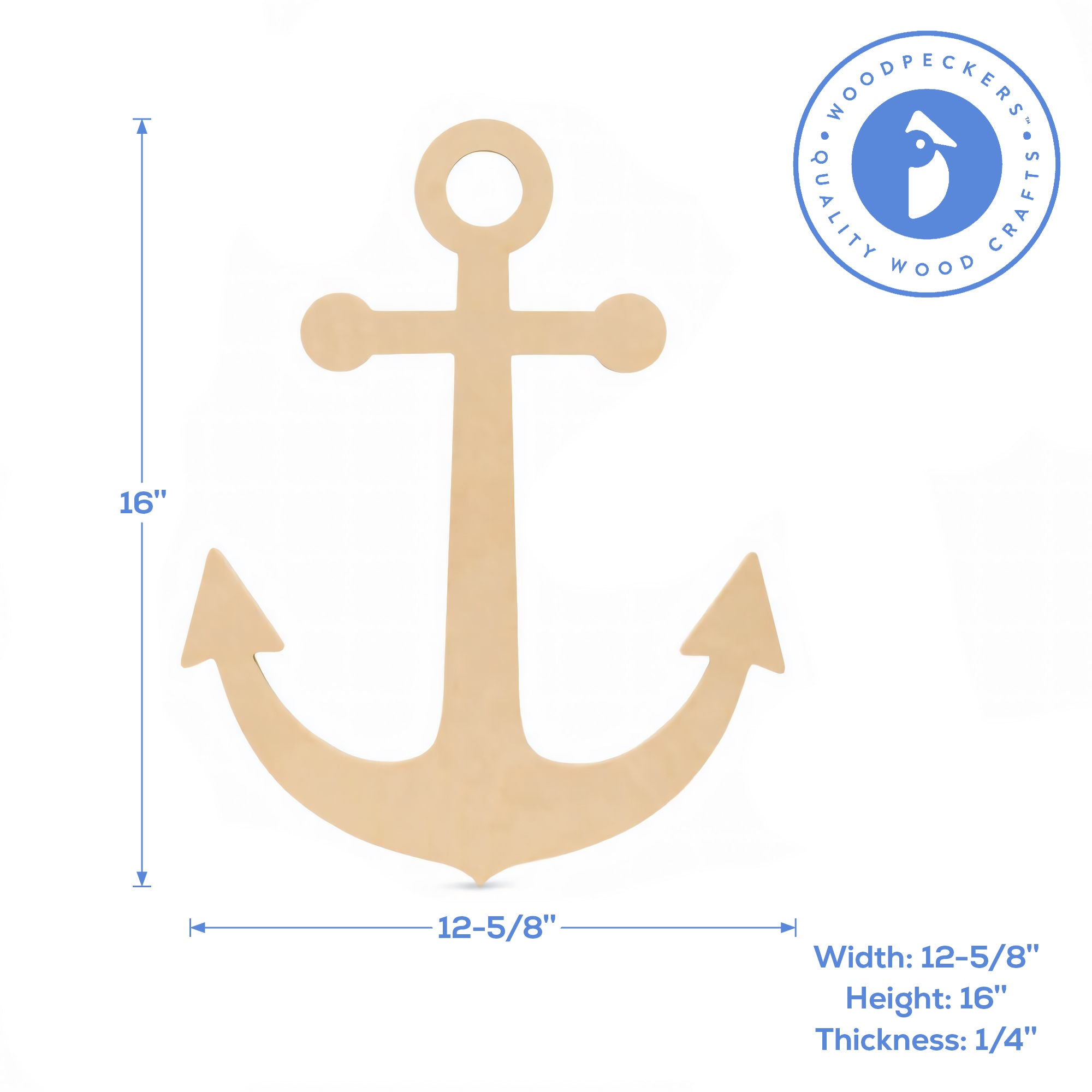 16" Wood Anchor Cutout, 16" x 12.5" x 1/4"