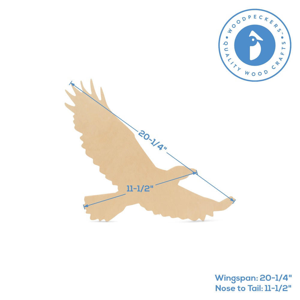 16" Wood Eagle Cutout, 16" x 15" x 1/4"