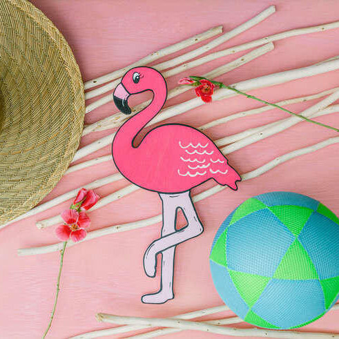 Woodpeckers Crafts 16" Wood Flamingo Cutout, 16" x 9" x 1/4"