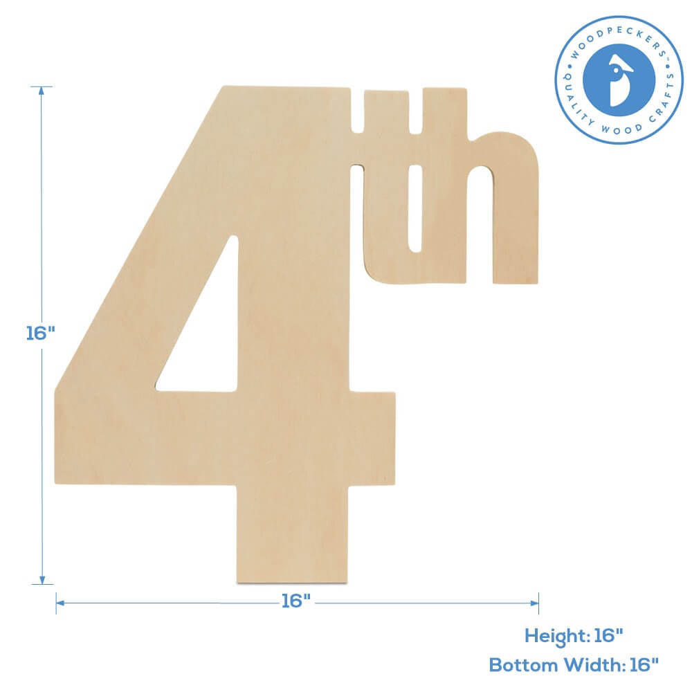 Woodpeckers Crafts 16" Wood July Fourth Cutout, 16" x 15.5" x 1/4"