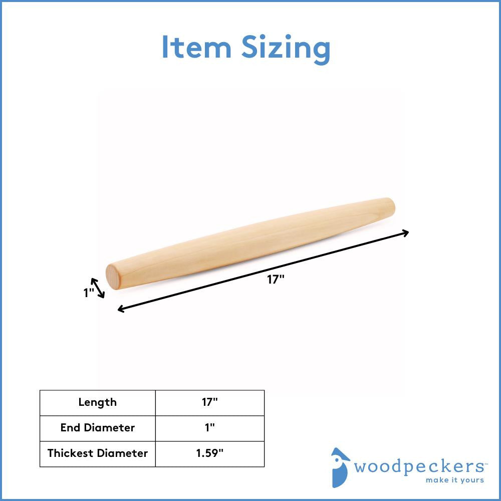 Woodpeckers Crafts 17" Unfinished Wooden Rolling Pin