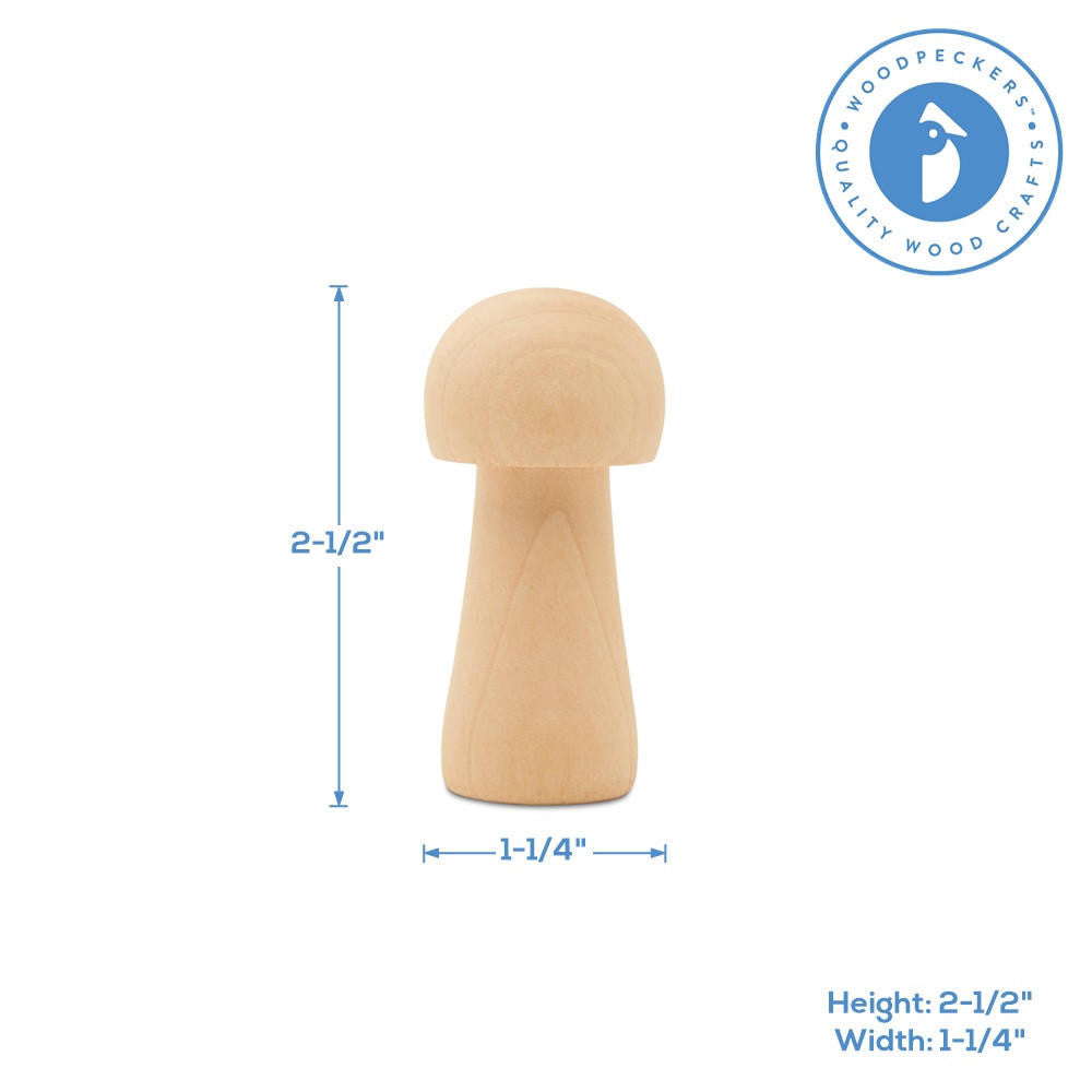 Woodpeckers Crafts 2-1/2" Medium Wood Mushroom