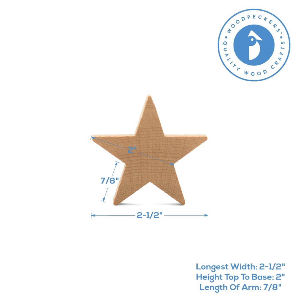 Woodpeckers Crafts 2-1/2" Star Wooden , 1/4" Thick