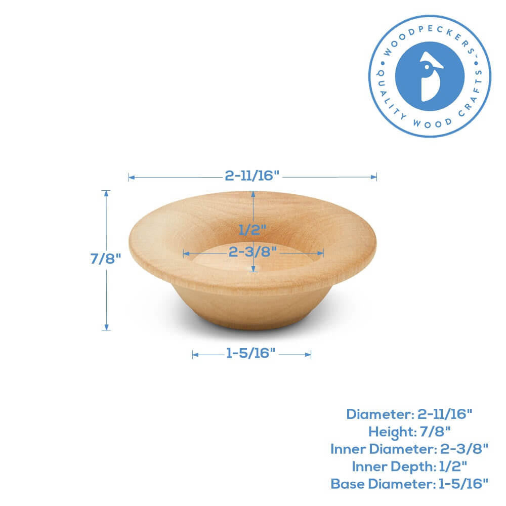 2-3/4” Mini Wooden Flared Bowls