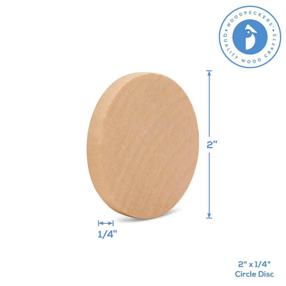 2" Wooden Circle Cutout, 1/4" Thick
