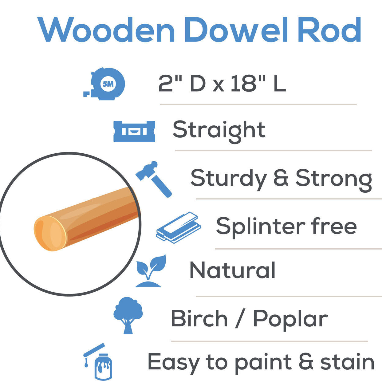Woodpeckers Crafts 2" X 18" Wood Dowel