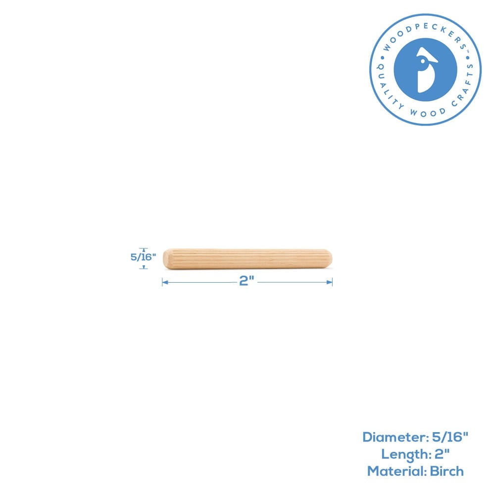 Woodpeckers Crafts 2" x 5/16" Fluted Dowel Pin