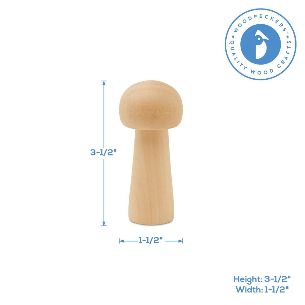 Woodpeckers Crafts 3-1/2" Wood Mushroom