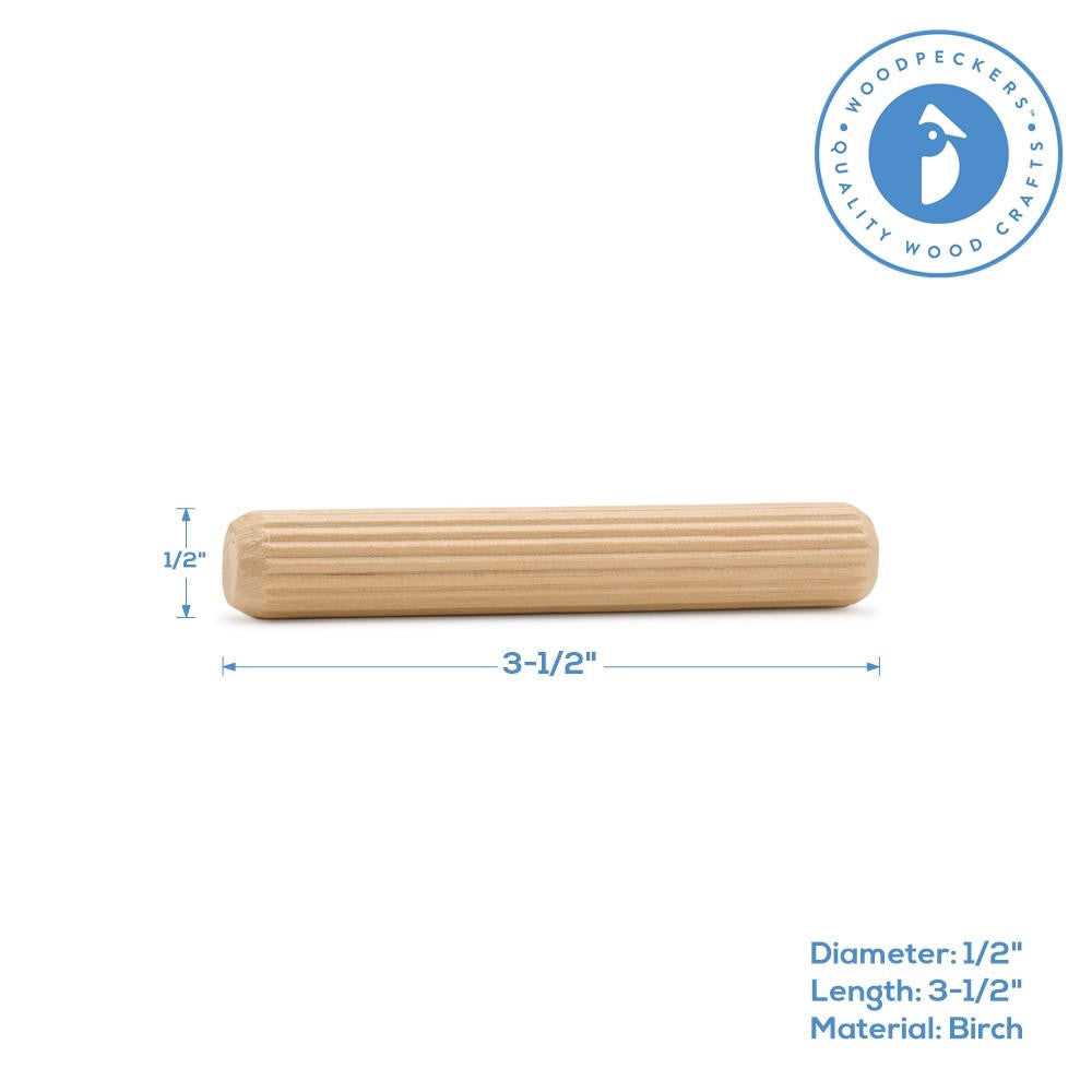 Woodpeckers Crafts 3-1/2" x 1/2" Fluted Wood Dowel Pin