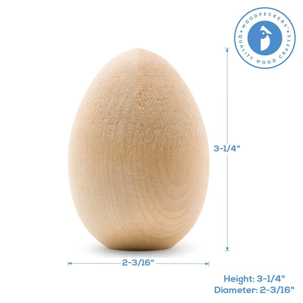 Woodpeckers Crafts 3-1/4" Wooden Egg, Flat Bottoms