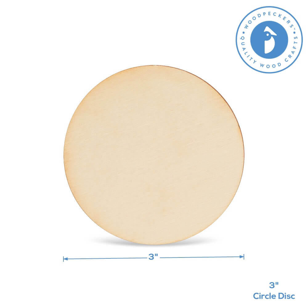 Woodpeckers Crafts 3" x 1/8" Wood Circle Cut Out, Dark Edged