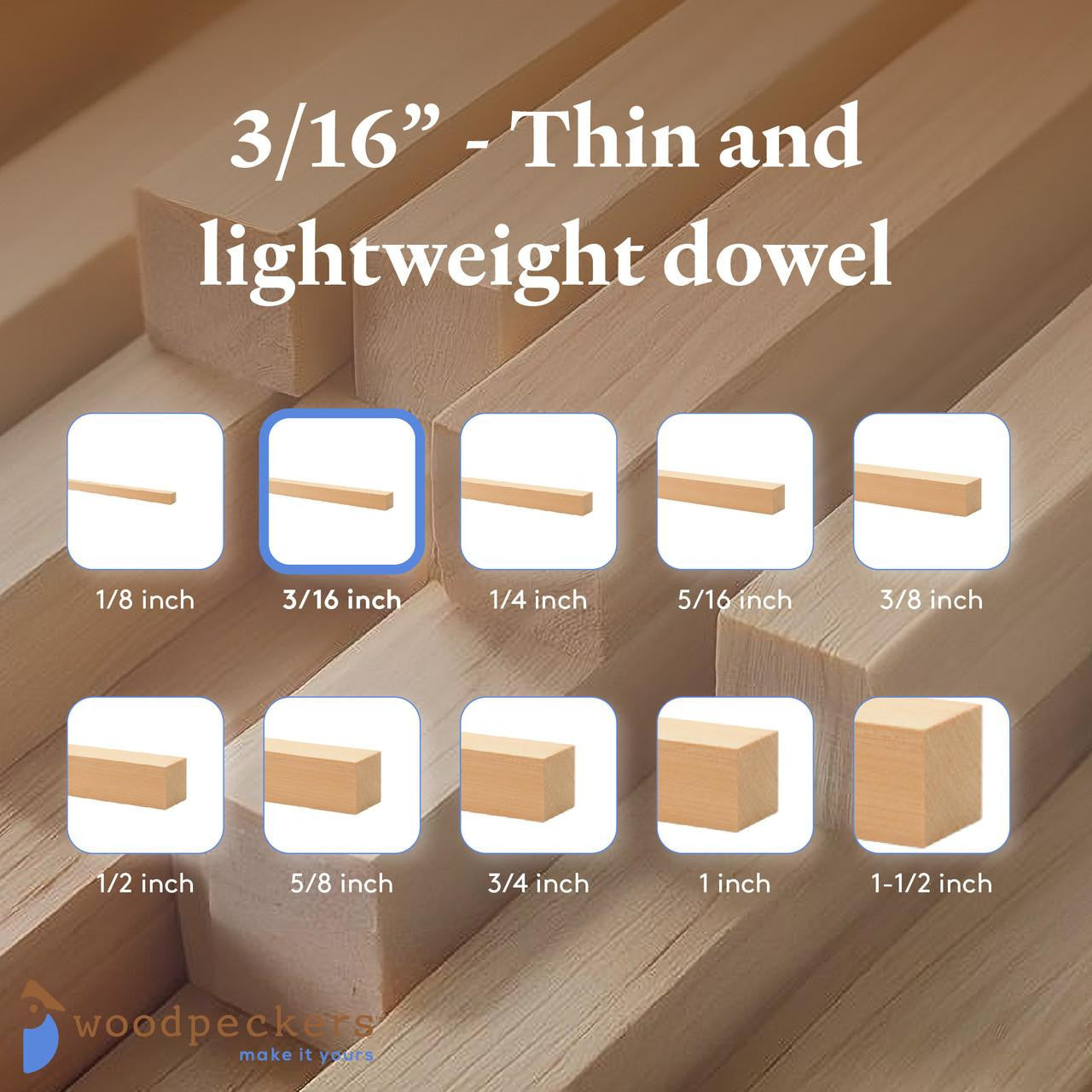 Woodpeckers Crafts 3/16" x 36" Square Dowel