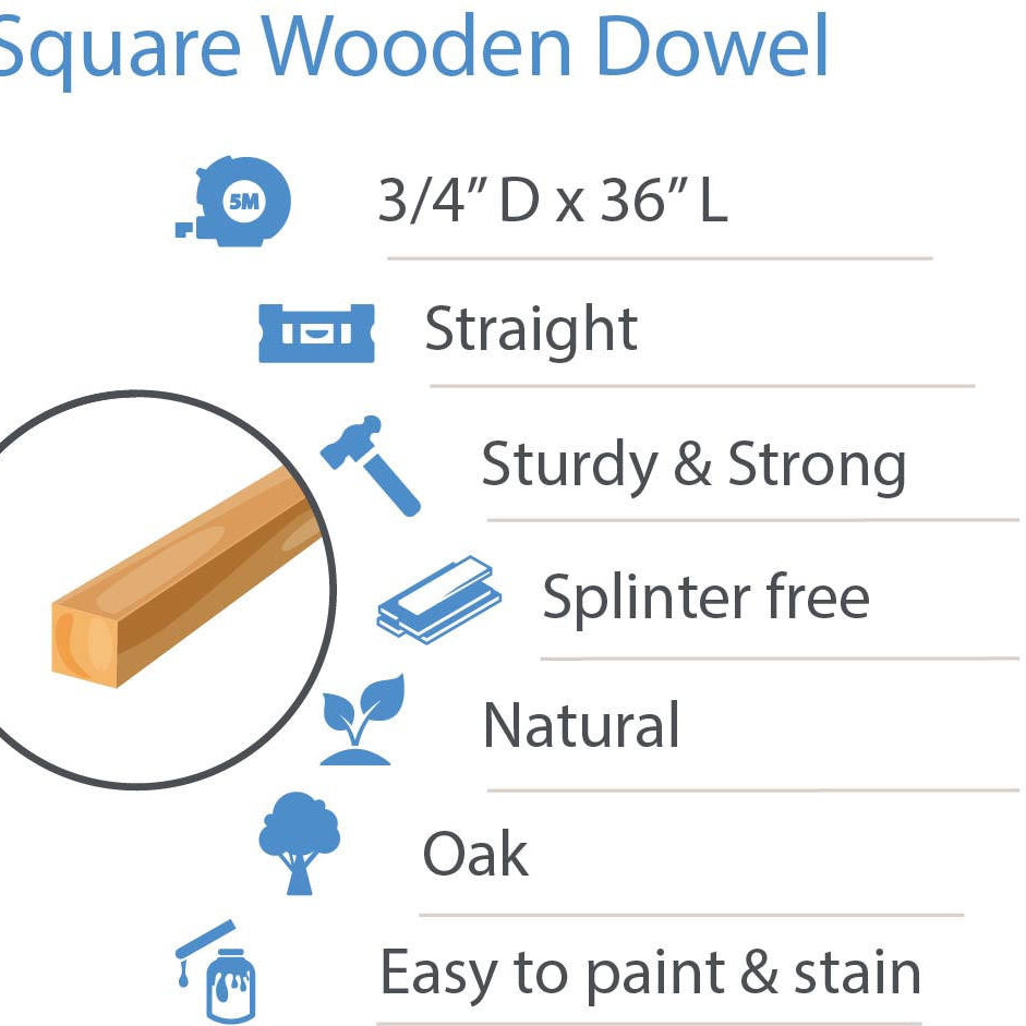 Woodpeckers Crafts 3/4" X 36” Square Oak Dowel