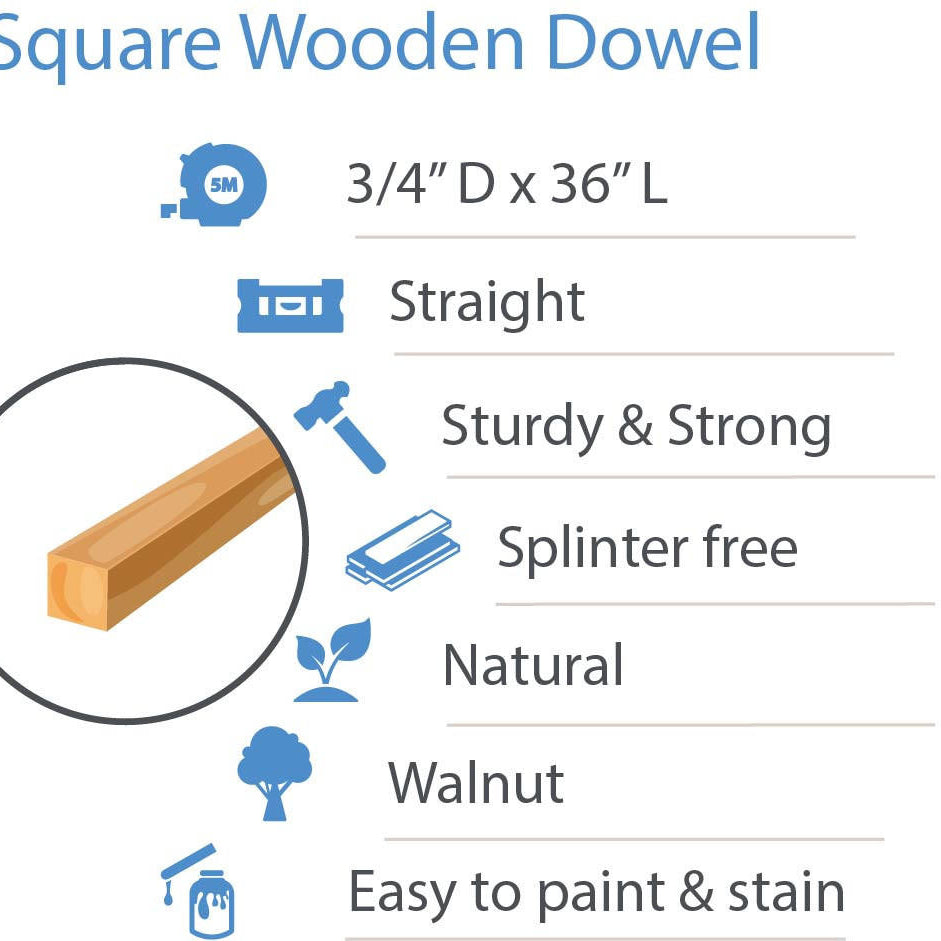 Woodpeckers Crafts 3/4" X 36” Square Walnut Dowel