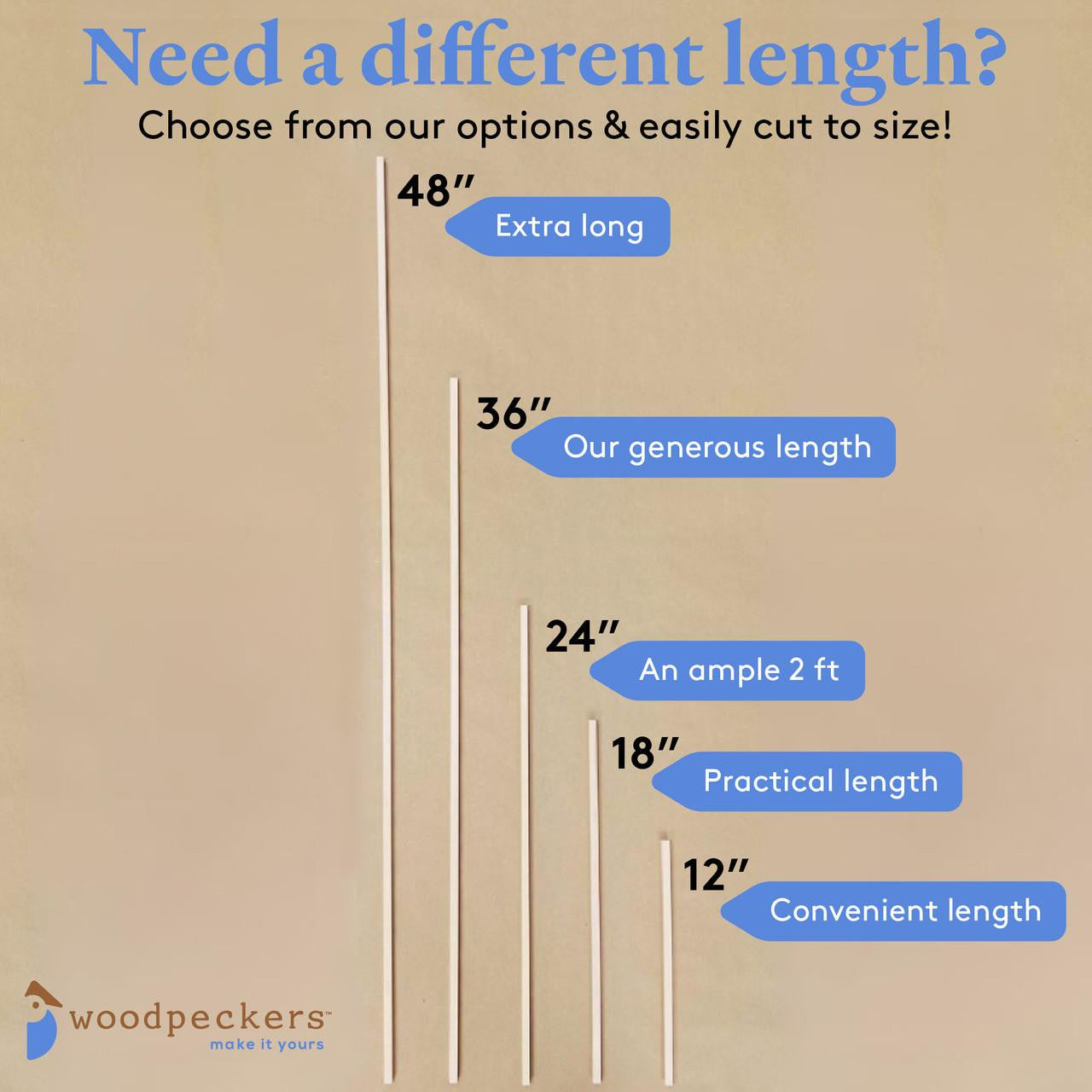 Woodpeckers Crafts 3/8" x 24" Square Dowel