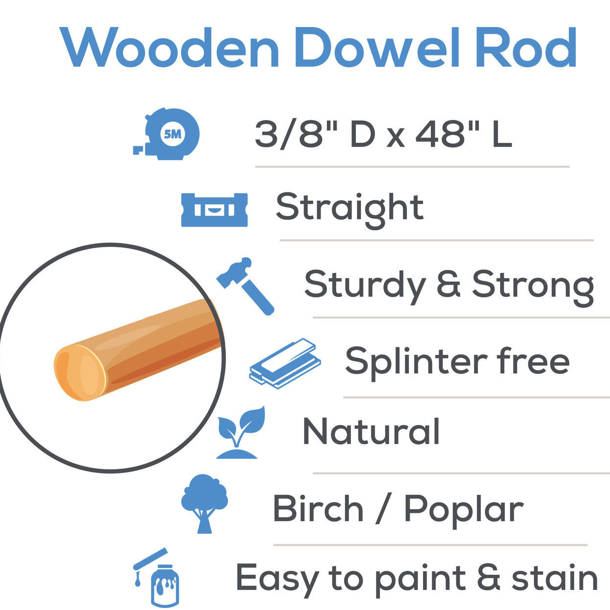 Woodpeckers Crafts 3/8" x 48" Wood Dowel