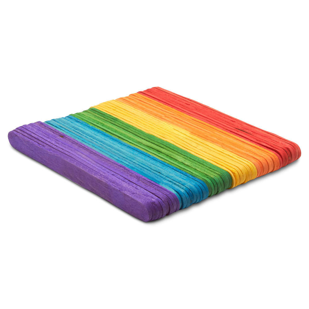 Woodpeckers Crafts 4-1/2" Colored Wooden Popsicle Sticks, Variety Pack Of 100
