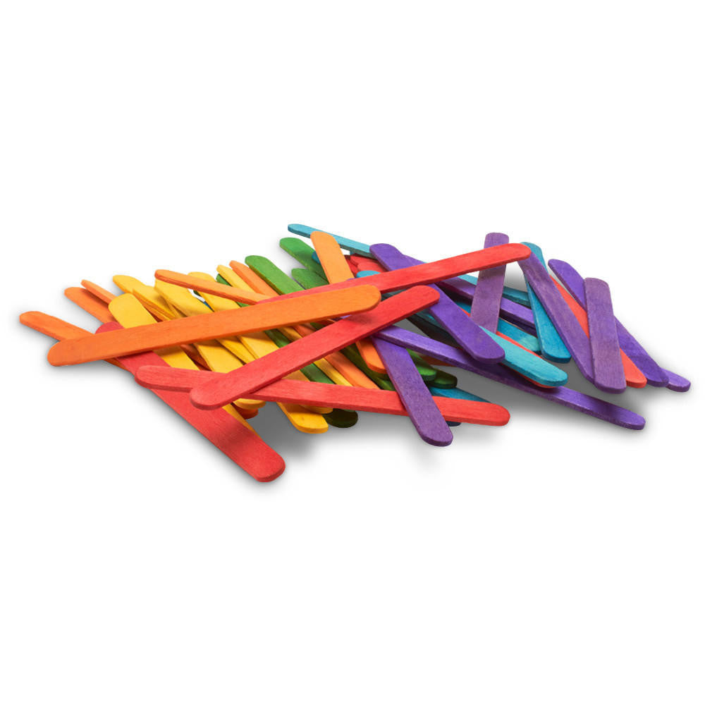 Woodpeckers Crafts 4-1/2" Colored Wooden Popsicle Sticks, Variety Pack Of 100