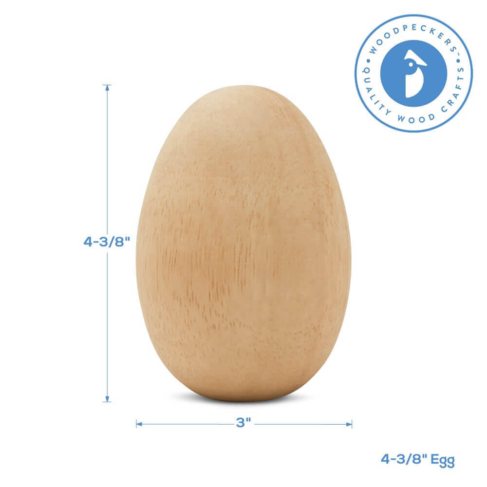 Woodpeckers Crafts 4-1/2" Wooden Egg, Flat Bottoms