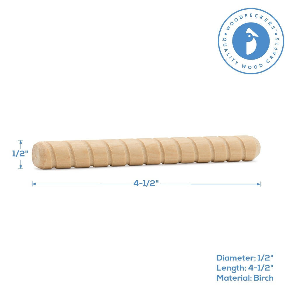 Woodpeckers Crafts 4-1/2" x 1/2" Spiral Wood Dowel Pin