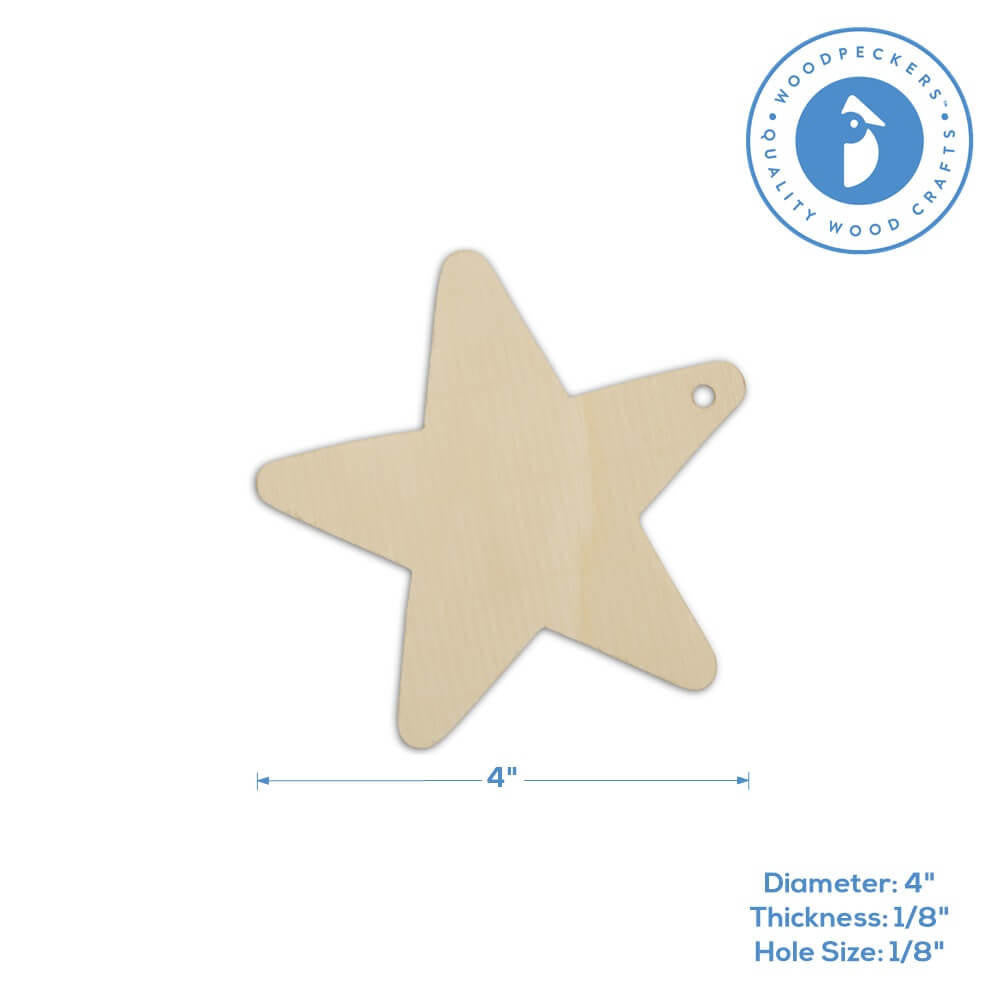 Woodpeckers Crafts 4" Wood Star Cutout with Hole