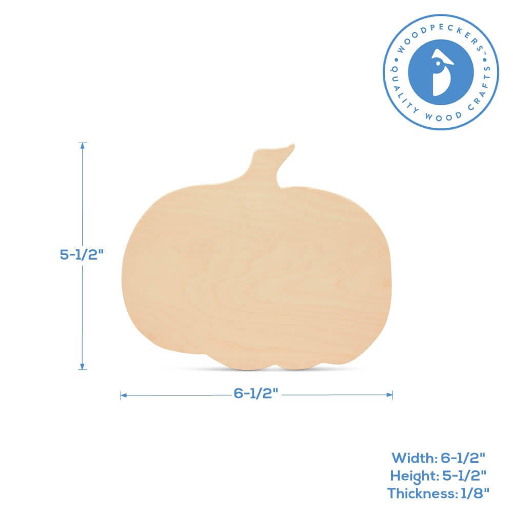 5-1/2" Wooden Pumpkin Cutout, 1/8" Thick