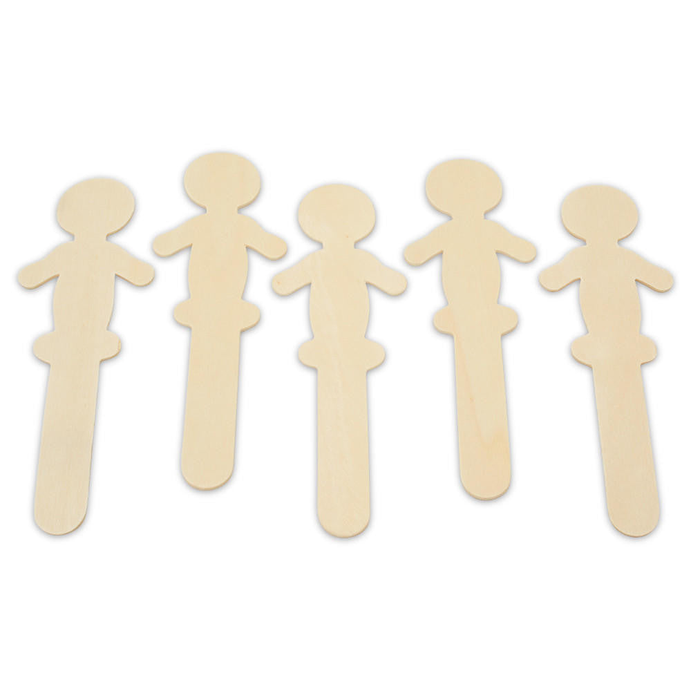 Woodpeckers Crafts 5” Boy-Shaped Popsicle Sticks, 2 ½” Base