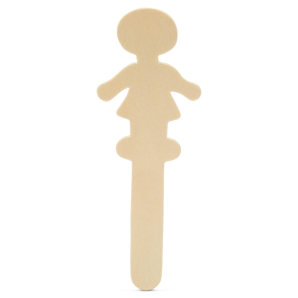 Woodpeckers Crafts 5” Girl-Shaped Popsicle Sticks, 2 ½” Base