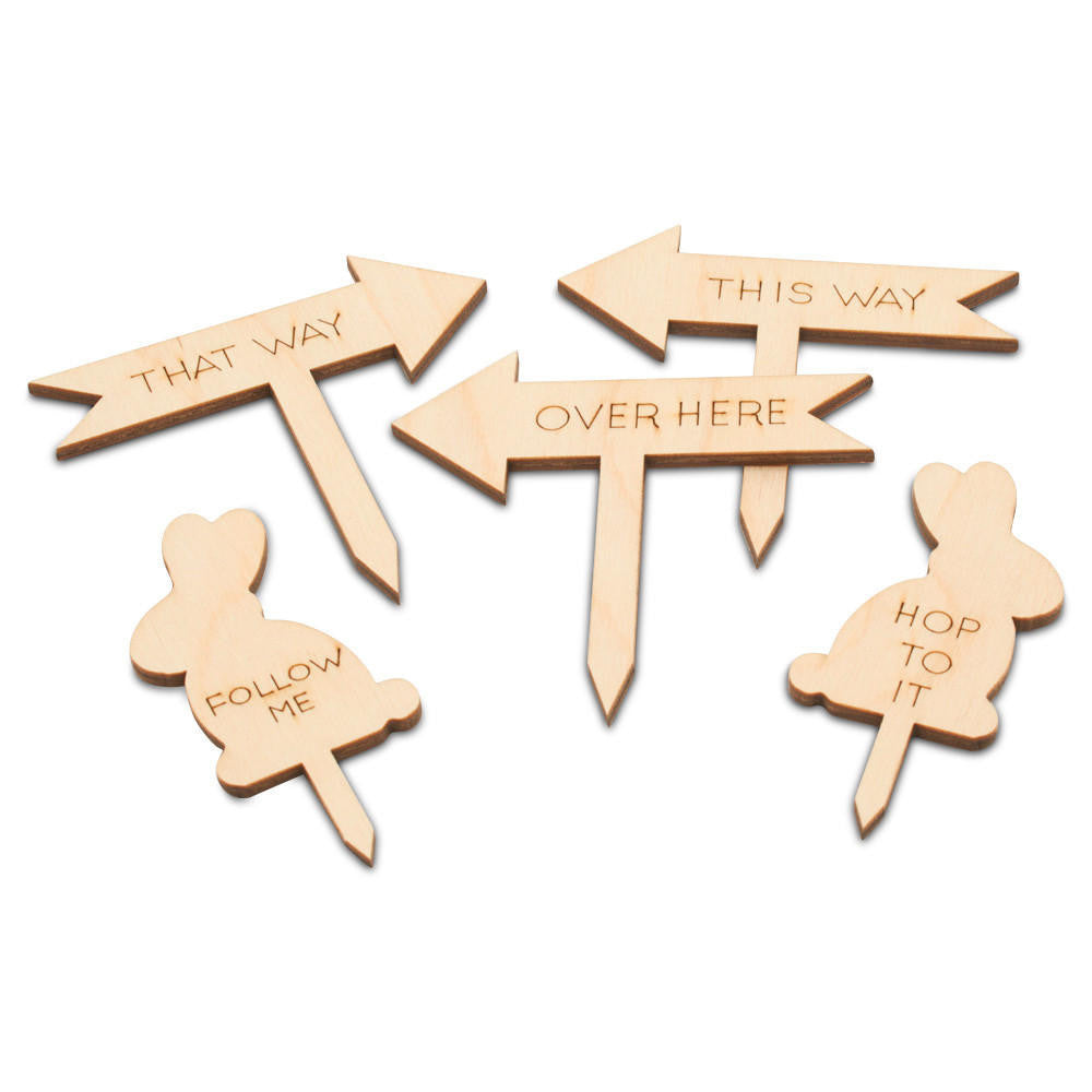 5-Piece Easter Hunt Sign Kit with Bunny & Arrow Stakes